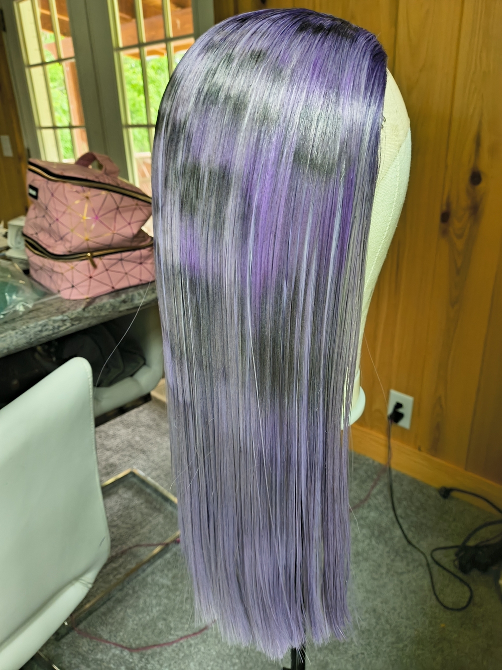 Custom Leopard Print Premium Purple Women’s Wig - Sleek Straight